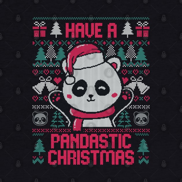 Pandastic Christmas - Funny Ugly Sweater Xmas Panda Gift by eduely